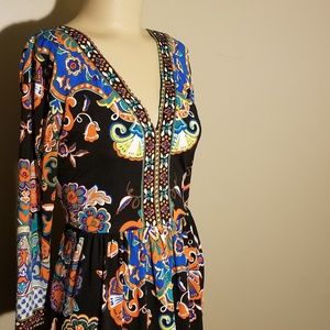 Vibrant Vintage ECI NY Floral Midi Dress Size Sm
